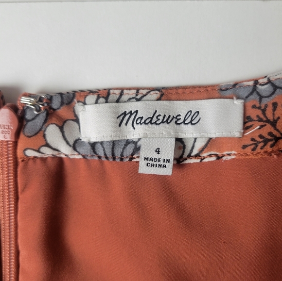 Madewell sheer sleeve button front midi dress floral burnt orange 4 - Picture 9 of 16
